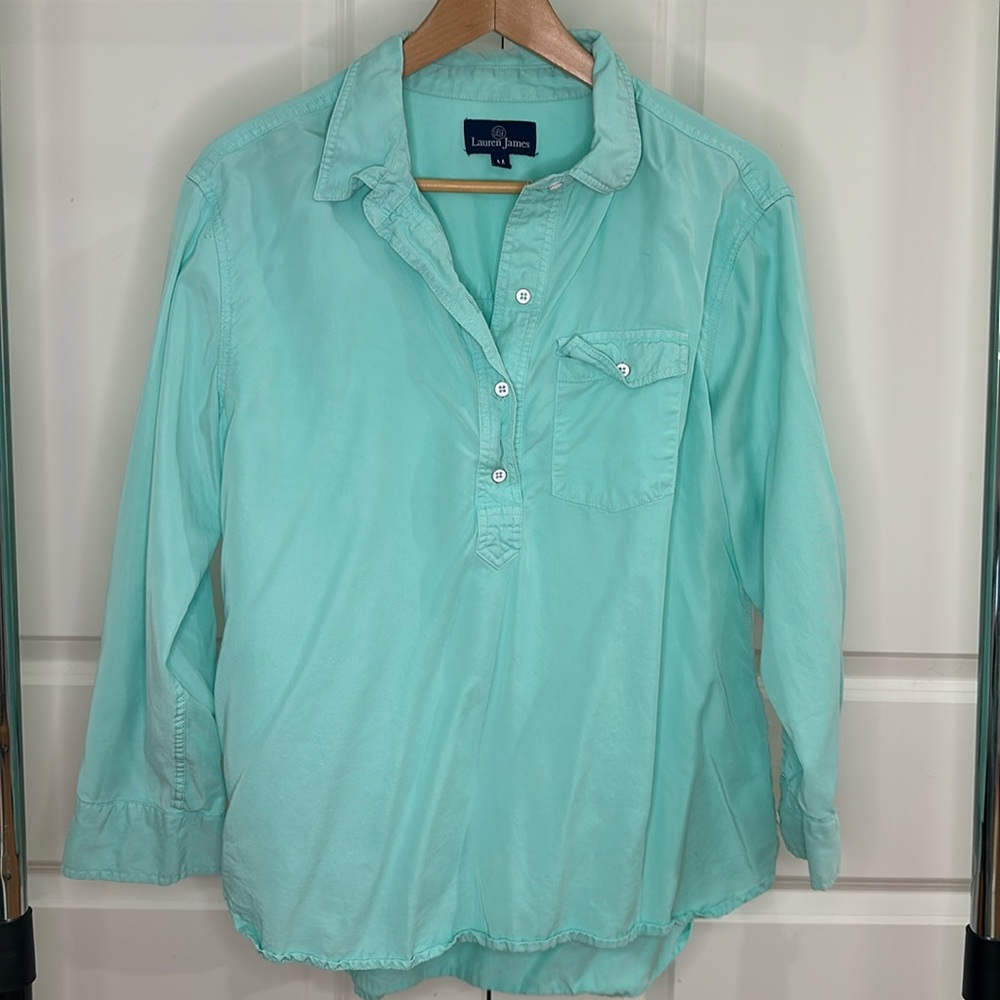 Lauren James Mint Green Button-Down Top